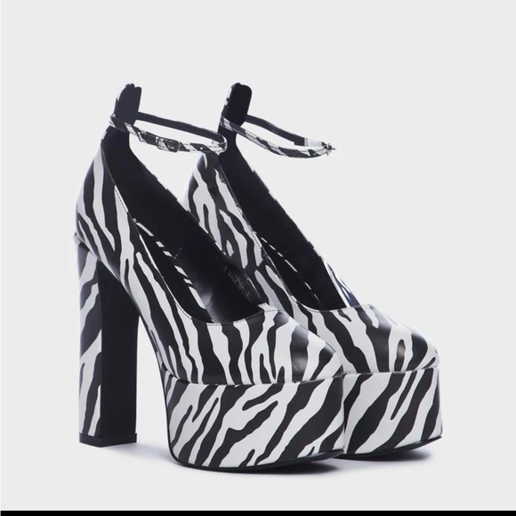 Zebra Print Block Heels - Picture 3 of 5